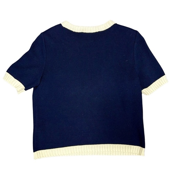 St. John Sport by Marie Gray Navy & Ivory Knit Top - Size S - Picture 6 of 6